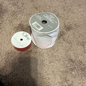 Ribbon large iridescent glitter and one small red ribbon